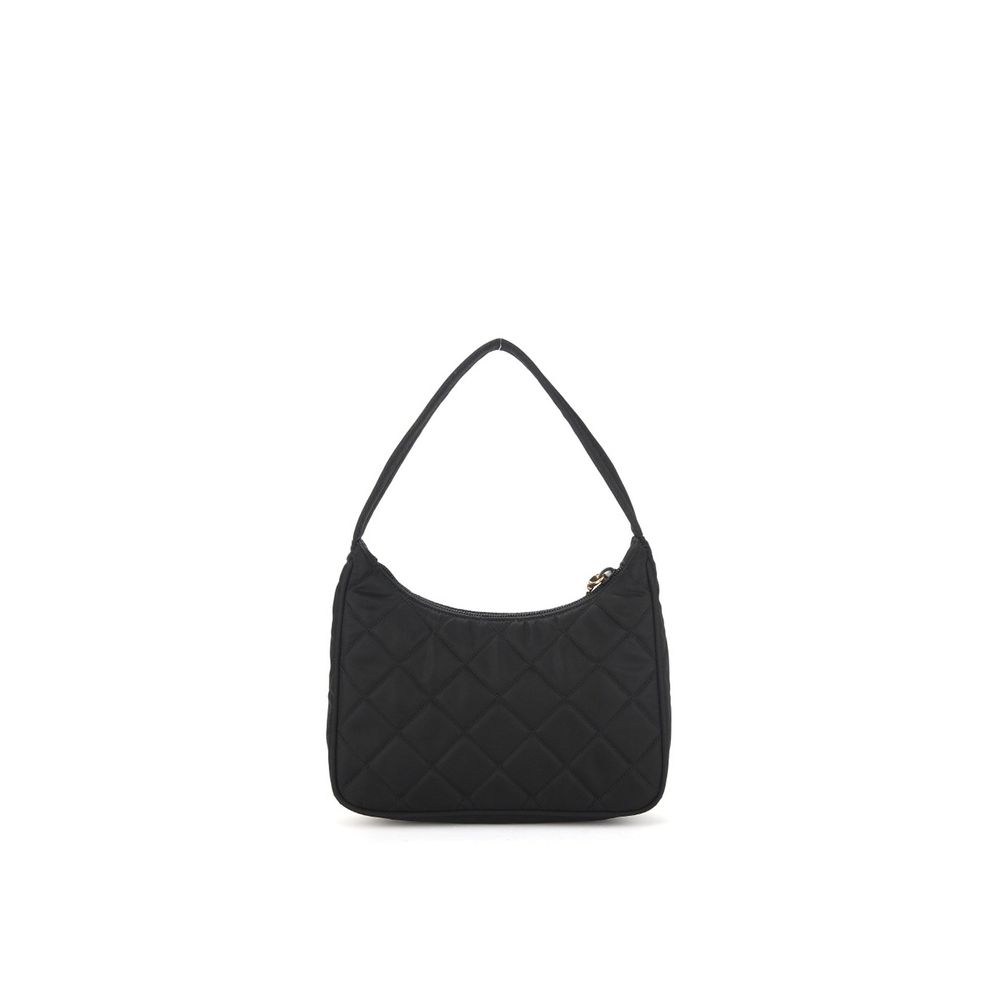 Quilted Shoulder Bag by Prada for women in lyocell black features a statuesque silhouette, showcasing a secure zipper and statuesque with versatile shoulder-strap & handle for a statuesque finish.