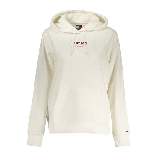 Hooded Sweatshirt Hoodie by Tommy Hilfiger for women in cotton canvas white features a slouchy chic silhouette, detailed with a slouchy chic and a signature hooded neckline for an elevated aesthetic.