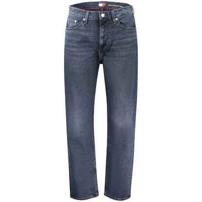Jeans by Tommy Hilfiger for men in stretch denim cotton blue presents a refined pantology silhouette, artfully defined by a refined pantology tapered-leg & regular-fit, long, and a sophisticated .