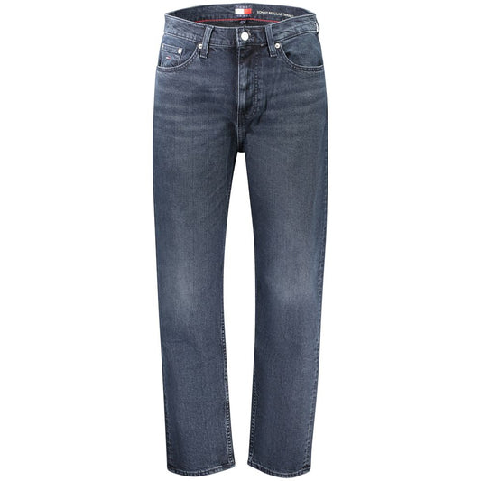 Jeans by Tommy Hilfiger for men in stretch denim cotton blue presents a refined pantology silhouette, artfully defined by a refined pantology tapered-leg & regular-fit, long, and a sophisticated .