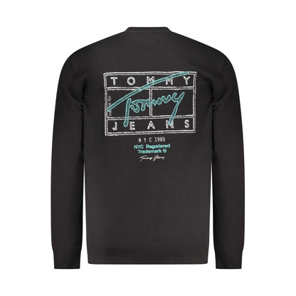 Sweatshirt by Tommy Hilfiger for men in cotton black & signature showcases a slouchy chic silhouette, artfully detailed with a slouchy chic crew neckline and for a slouchy chic finish.