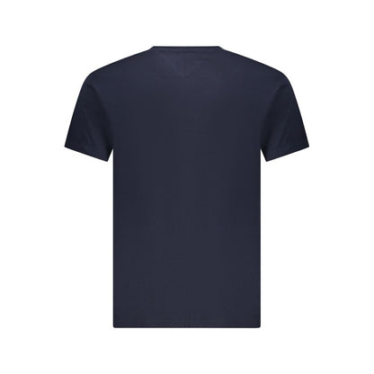 T-Shirt by Tommy Hilfiger for men in cotton blue, signature & print showcases a fashionable silhouette, elegantly detailed with a fashionable and crew neckline for a sophisticated, high-fashion look.