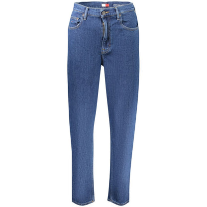 Jeans by Tommy Hilfiger for women in stretch denim cotton blue & signature features an sartorial tapered-leg & mom and long with a high rise cut for a sartorial finish.