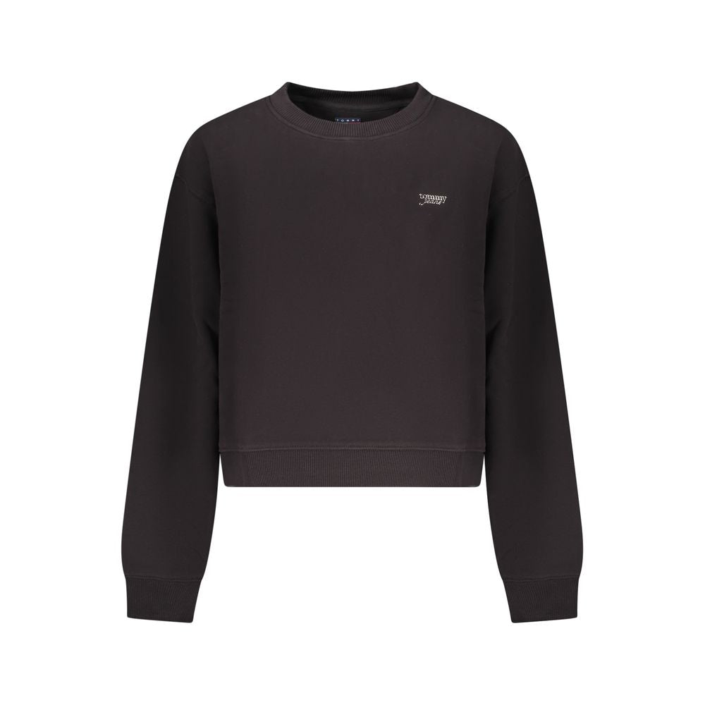 Sweatshirt by Tommy Hilfiger for women in cotton polyester black & print features an provocated silhouette, detailed with a provocated and a refined crew neckline for a sophisticated aesthetic.