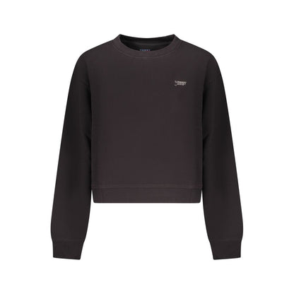 Sweatshirt by Tommy Hilfiger for women in cotton polyester black & print features an provocated silhouette, detailed with a provocated and a refined crew neckline for a sophisticated aesthetic.