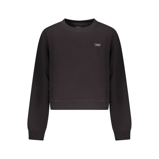 Sweatshirt by Tommy Hilfiger for women in cotton polyester black & print features an provocated silhouette, detailed with a provocated and a refined crew neckline for a sophisticated aesthetic.