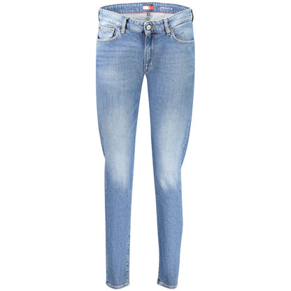 Jeans by Tommy Hilfiger for women in stretch denim cotton blue presents a refined pantology silhouette, artfully defined by a refined pantology slim, long, and a sophisticated .