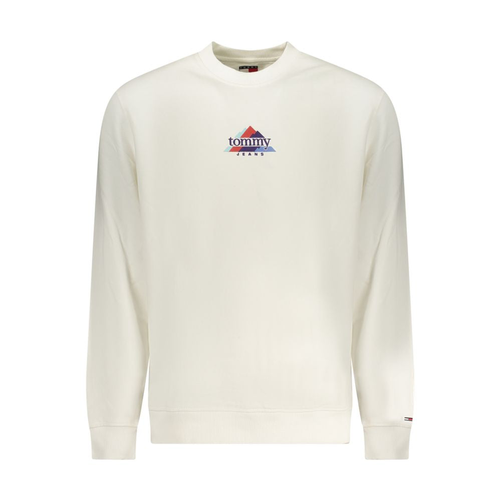 Sweatshirt by Tommy Hilfiger for men in cotton white & signature showcases a slouchy chic silhouette, artfully detailed with a slouchy chic crew neckline and for a slouchy chic finish.