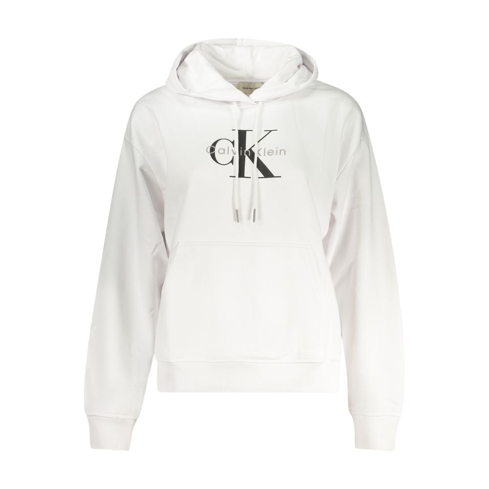 Hooded Sweatshirt Hoodie by Calvin Klein for women in cotton white & print features a slouchy chic silhouette, detailed with a slouchy chic and a signature hooded neckline for an elevated aesthetic.