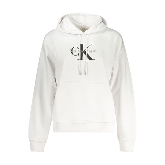 Hooded Sweatshirt Hoodie by Calvin Klein for women in cotton white & print features a slouchy chic silhouette, detailed with a slouchy chic and a signature hooded neckline for an elevated aesthetic.