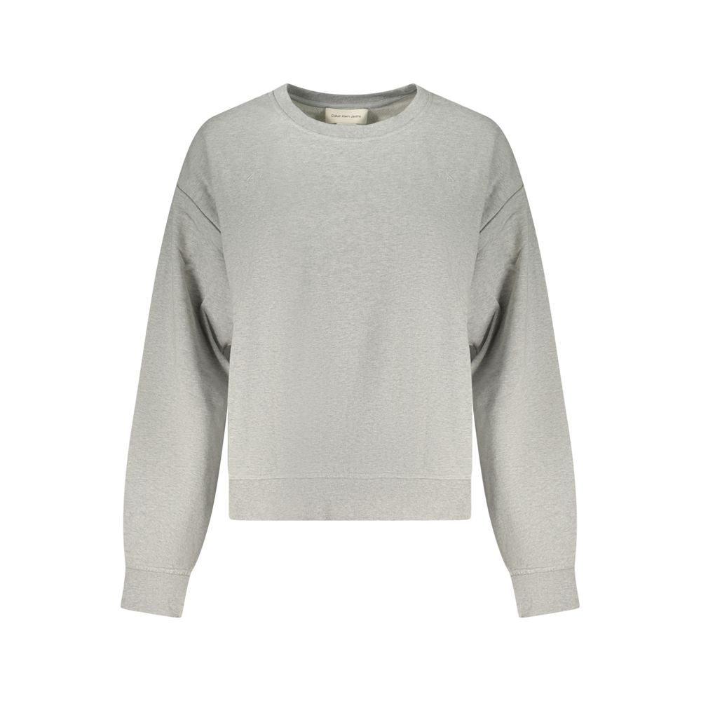 Sweatshirt by Calvin Klein for women in cotton gray presents a smart casual silhouette, featuring a smart casual crew neckline and for a sophisticated look.