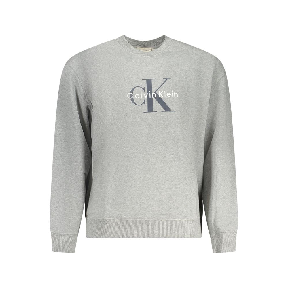 Sweatshirt by Calvin Klein for men in cotton gray & print features an enviable silhouette, showcasing a premium and refined crew neckline for a truly enviable finish.