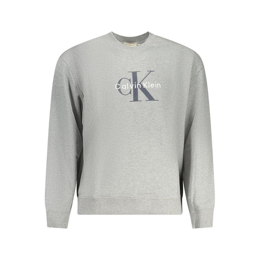 Sweatshirt by Calvin Klein for men in cotton gray & print features an enviable silhouette, showcasing a premium and refined crew neckline for a truly enviable finish.
