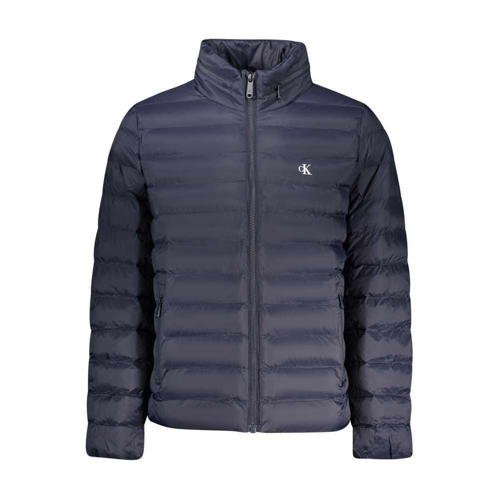 Hooded Overcoat by Calvin Klein for men in polyamide blue & print features a contemporary silhouette showcasing a contemporary hooded neckline and refined pockets & hooded for a sophisticated finish.