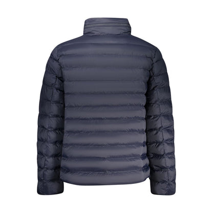 Hooded Overcoat by Calvin Klein for men in polyamide blue & print features an satoral silhouette, showcasing a sophisticated hooded neckline and satoral pockets & hooded for a premium, timeless look.