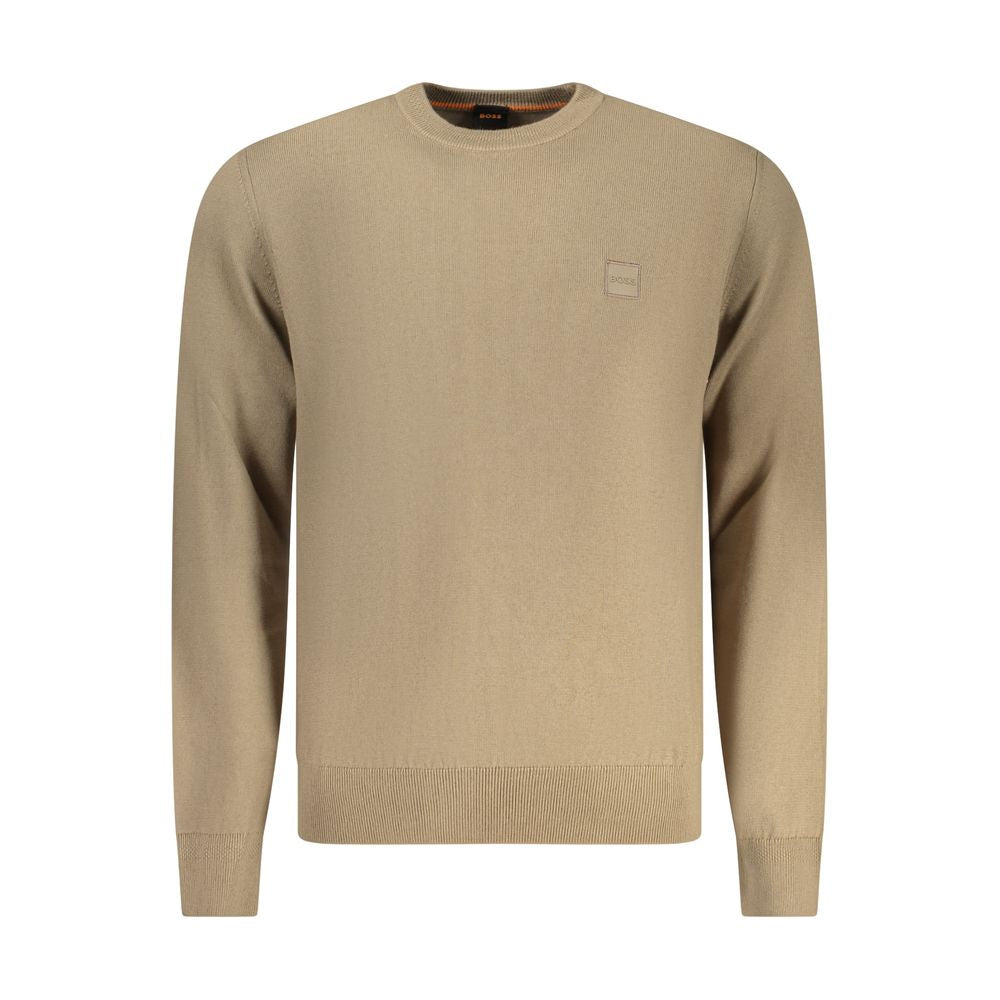 Sweatshirt by Hugo Boss for men in cashmere cotton blend brown features an exquisite silhouette, showcasing and crew neckline details for a exquisite look.
