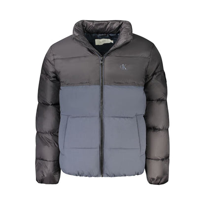 Windbreaker Jacket by Calvin Klein for men in polyester black, blue & print showcases a urban chic silhouette, detailed with a urban chic and functional pockets & windproof for a polished finish.