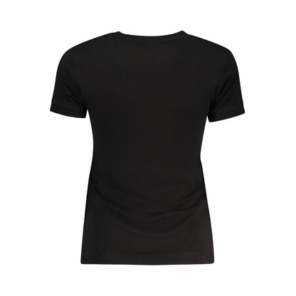 T-Shirt by Guess Jeans for women in stretch organic cotton denim black showcases a dramatic silhouette, elegantly detailed with a dramatic wide-neck neckline and for a truly dramatic finish.