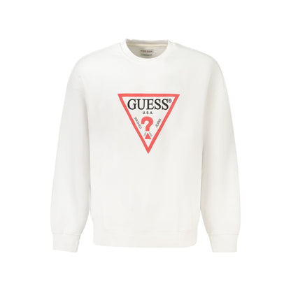 Sweatshirt by Guess Jeans for men in organic cotton & polyester white showcases a slouchy chic silhouette, artfully detailed with a slouchy chic and long-sleeve for a slouchy chic finish.