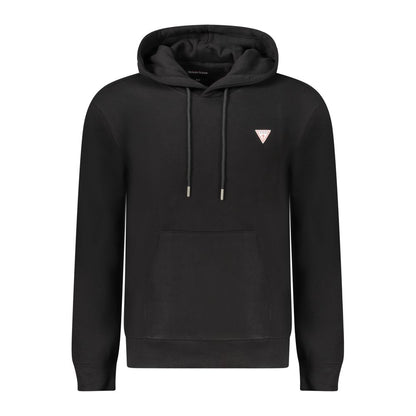 Hooded Sweatshirt Hoodie by Guess Jeans for men in organic cotton & polyester black features an dramatic silhouette, showcasing a sophisticated hooded neckline and dramatic long-sleeve for a refined, modern aesthetic.