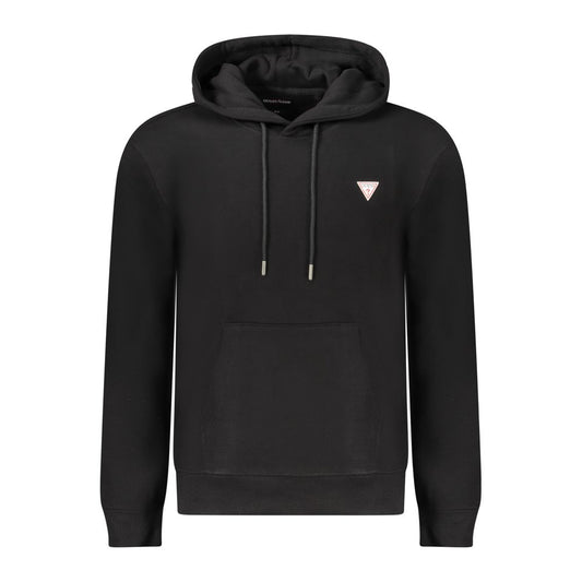 Hooded Sweatshirt Hoodie by Guess Jeans for men in organic cotton & polyester black features an dramatic silhouette, showcasing a sophisticated hooded neckline and dramatic long-sleeve for a refined, modern aesthetic.