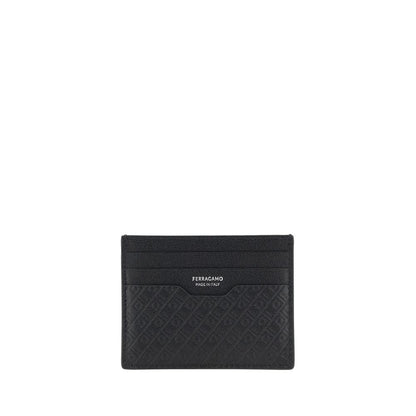 Cardholder Wallet by Ferragamo for men in bos taurus calf leather black & monogram presents a refined silhouette, artfully capturing the essence of the Gancini Bos Taurus Calf Leather Cardholder Wallet design with sophisticated card-organization compact-design for a refined look.