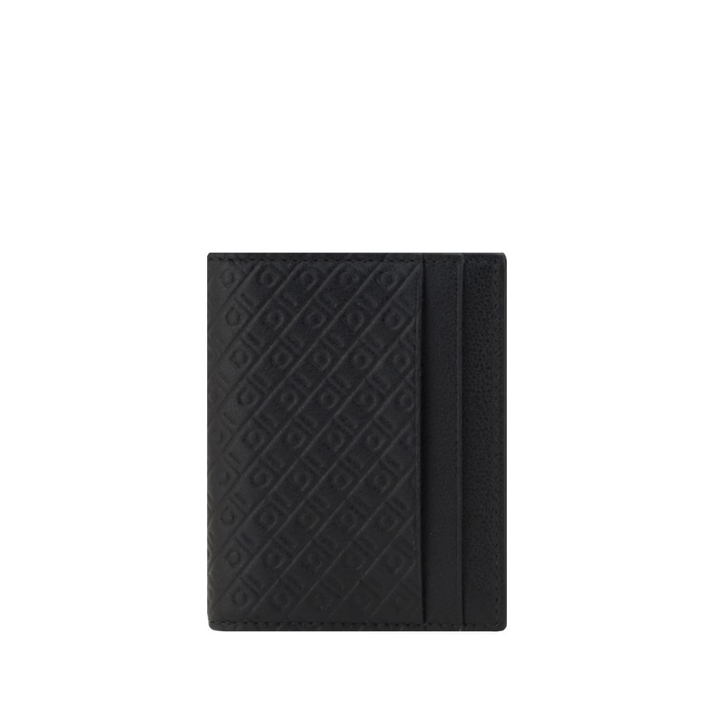 Cardholder Wallet by Ferragamo for men in bos taurus calf leather black & monogram features a sleek silhouette, showcasing the sleek Bos Taurus Calf Leather Cardholder Wallet design with sophisticated card-organization compact-design billfold for a premium look.
