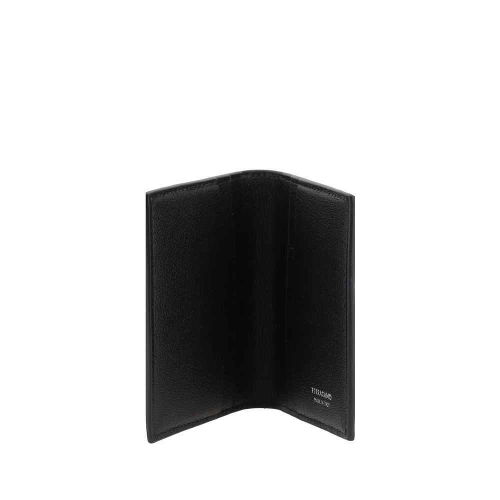 Cardholder Wallet by Ferragamo for men in bos taurus calf leather black & monogram presents a architectural silhouette from the Bos Taurus Calf Leather Cardholder Wallet collection, showcasing architectural card-organization compact-design billfold for a architectural finish.