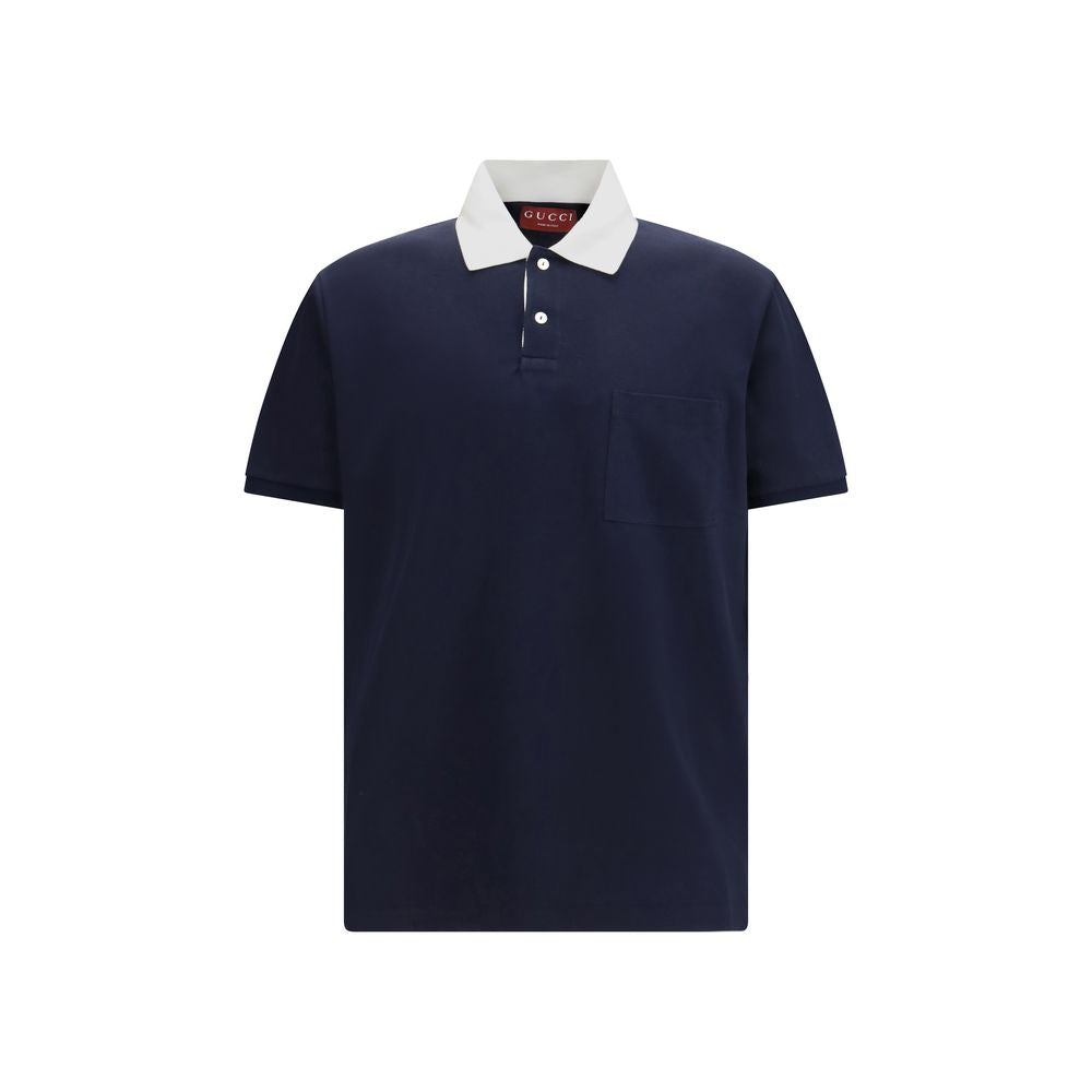 This Polo Shirt by Gucci for men in stretch cotton blue presents a flawless silhouette, showcasing flawless short-sleeve detailing and a refined for a truly flawless aesthetic.