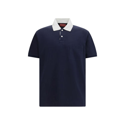 This Polo Shirt by Gucci for men in stretch cotton blue presents a flawless silhouette, showcasing flawless short-sleeve detailing and a refined for a truly flawless aesthetic.