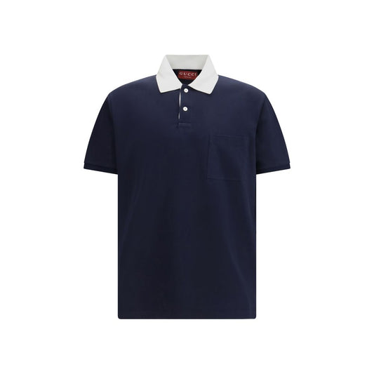 This Polo Shirt by Gucci for men in stretch cotton blue presents a flawless silhouette, showcasing flawless short-sleeve detailing and a refined for a truly flawless aesthetic.