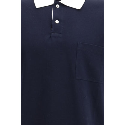 Polo Shirt by Gucci for men in stretch cotton blue presents a sleek silhouette, featuring a refined and for a sleek finish.