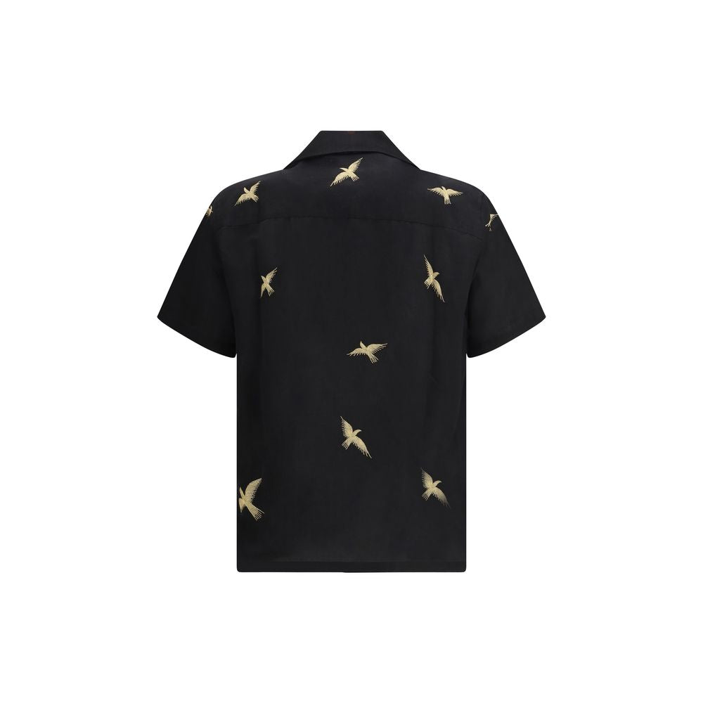 Shirt by Baziszt for men in cotton & hemp black & patterned presents a discerning silhouette, showcasing a sophisticated and for a truly discerning finish.