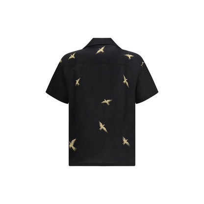 Shirt by Baziszt for men in cotton & hemp black & patterned presents a discerning silhouette, showcasing a sophisticated and for a truly discerning finish.
