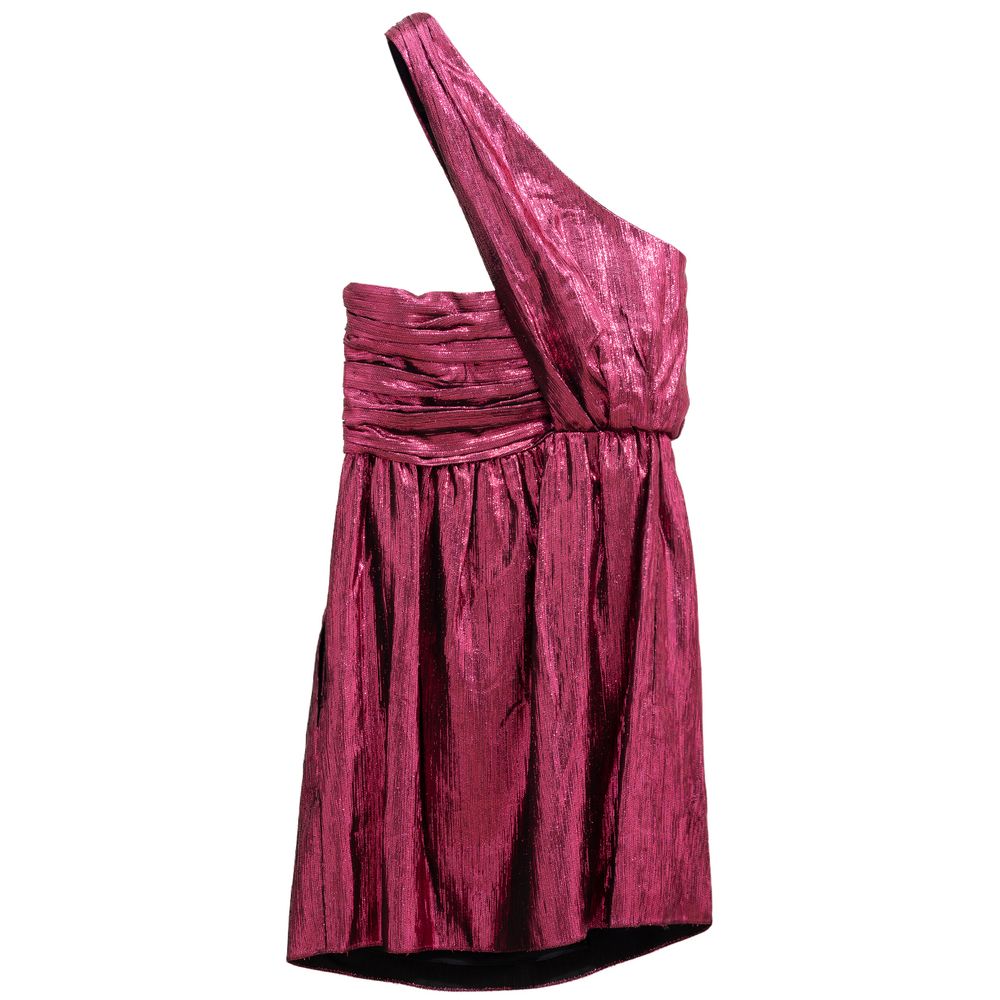 Dress by Saint Laurent for women in viscose & silk fuchsia features an magnificent silhouette, artfully detailed with a magnificent halter neckline and that flows into an magnificent short mini.