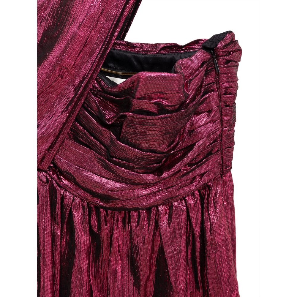 Dress by Saint Laurent for women in viscose & silk fuchsia features an cute silhouette, detailed with a and halter neckline that elegantly flows into a cute short mini.