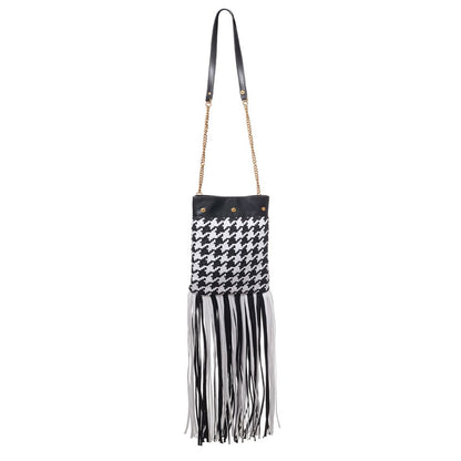 Small Shoulder Bag by Versace for women in leather & textile black, gold & white features an effortlessly chic silhouette with a secure , ample internal-pockets, and versatile shoulder-strap for effortlessly chic everyday luxury.
