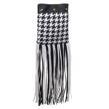 Small Shoulder Bag by Versace for women in leather & textile black, gold & white features a statuesque silhouette, showcasing a secure and statuesque internal-pockets with versatile shoulder-strap for a statuesque finish.