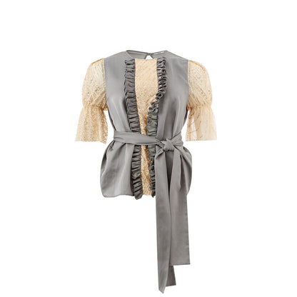 Pajamas by Lardini for women in cotton silk & sequins gold & multicolor features an fluid silhouette, showcasing the fluid design of this Women's Cotton SIlk & Sequins Pajamas for a sophisticated look.