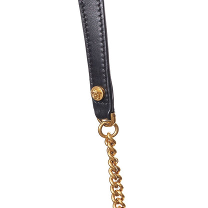 Small Shoulder Bag by Versace for women in leather & textile black, gold & white features a effortless sophistication silhouette, secured by a with ample internal-pockets and versatile shoulder-strap for a effortless sophistication finish.