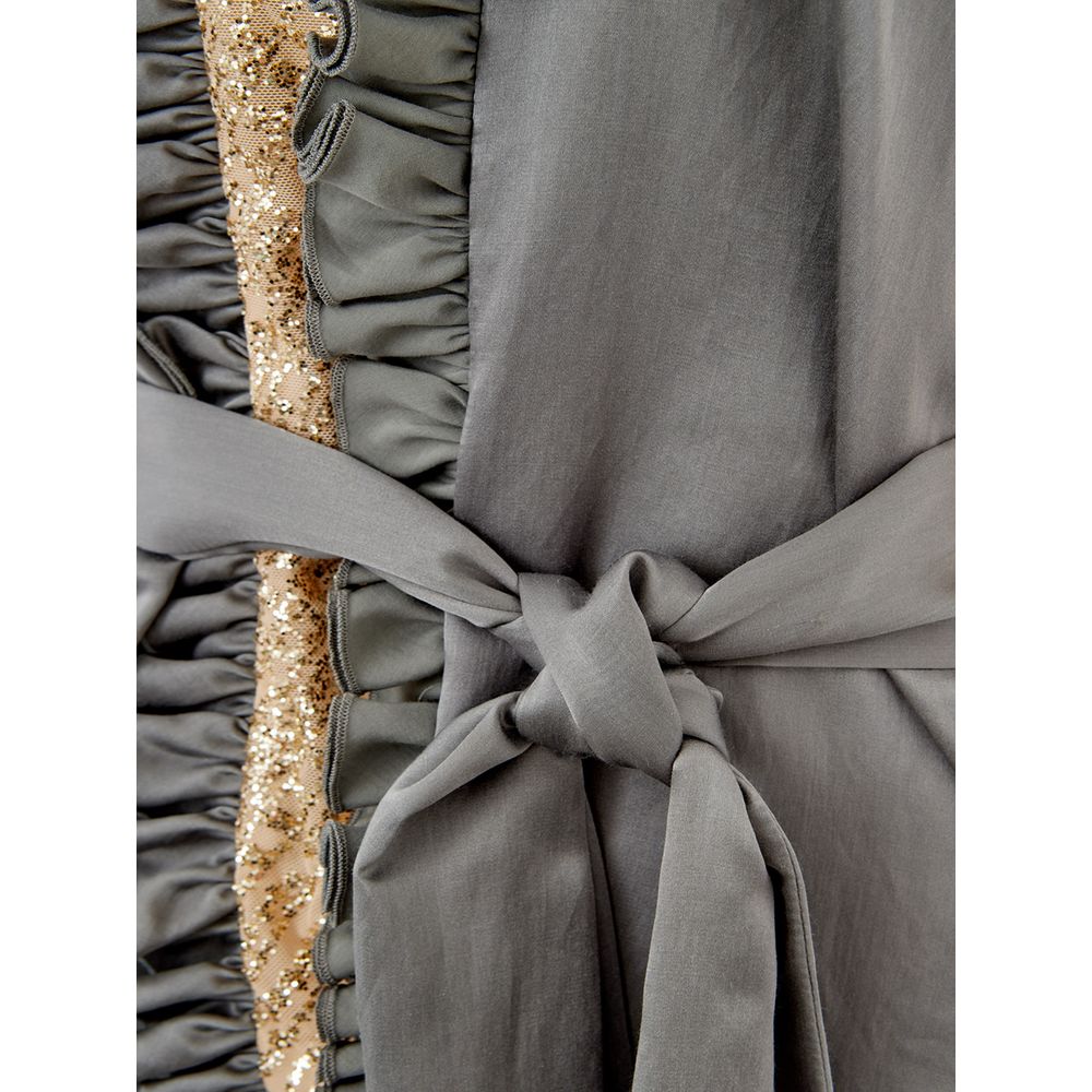 Pajamas by Lardini for women in cotton silk & sequins gold & multicolor features an plush silhouette, showcasing the plush design of the Women's Cotton SIlk & Sequins Pajamas for a sophisticated look.