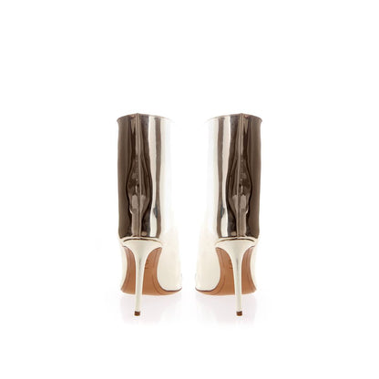 Mid-Heel High-Heel Ankle Boots by Alexandre Vauthier for women in patent leather multicolor features an dynamic silhouette, showcasing the dynamic Women's Patent Leather Mid-Heel High-Heel Ankle Boots design with its distinctive 5-cm-heel mid-heel 10-5-cm-heel high-heel and elegant pointed toe style.