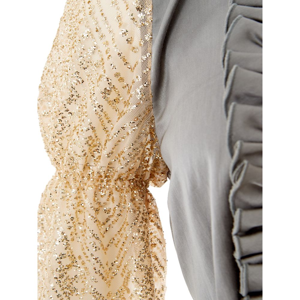 Pajamas by Lardini for women in cotton silk & sequins gold & multicolor features an plush silhouette, showcasing the plush design of the Women's Cotton SIlk & Sequins Pajamas for a sophisticated look.