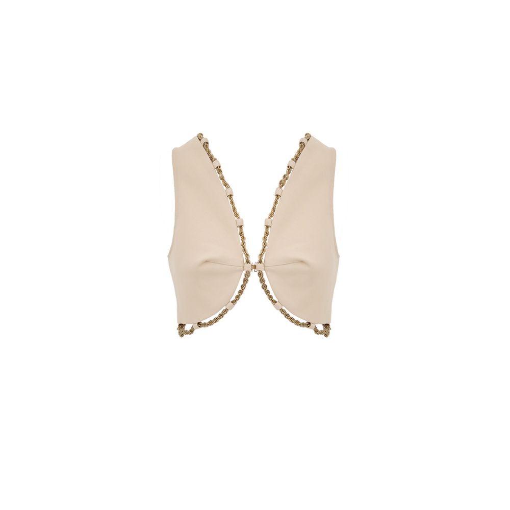 Vest by Cult Gaia for women in cotton & metal beige & gold features a enviable silhouette, elegantly detailed with a enviable and functional for a enviable finish.