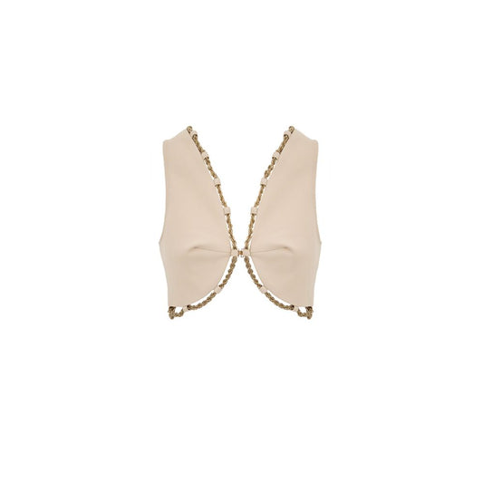 Vest by Cult Gaia for women in cotton & metal beige & gold features a enviable silhouette, elegantly detailed with a enviable and functional for a enviable finish.