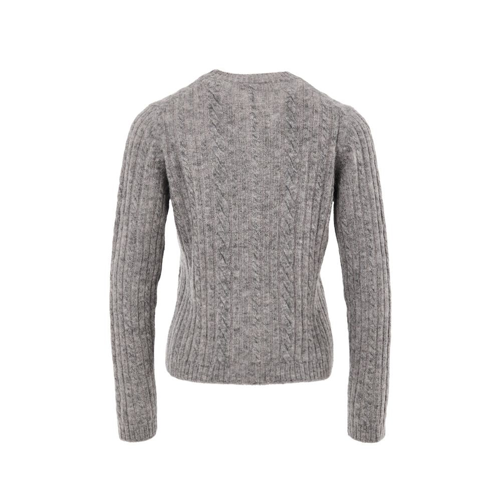 Cardigan by Gran Sasso for women in virgin alpaca wool gray features an impeccable silhouette, showcasing a sophisticated mandarin neckline and detail for a truly impeccable finish.
