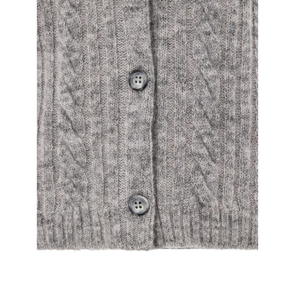 Cardigan by Gran Sasso for women in virgin alpaca wool gray features an crisp silhouette, showcasing a sophisticated mandarin neckline and detail for a truly crisp finish.