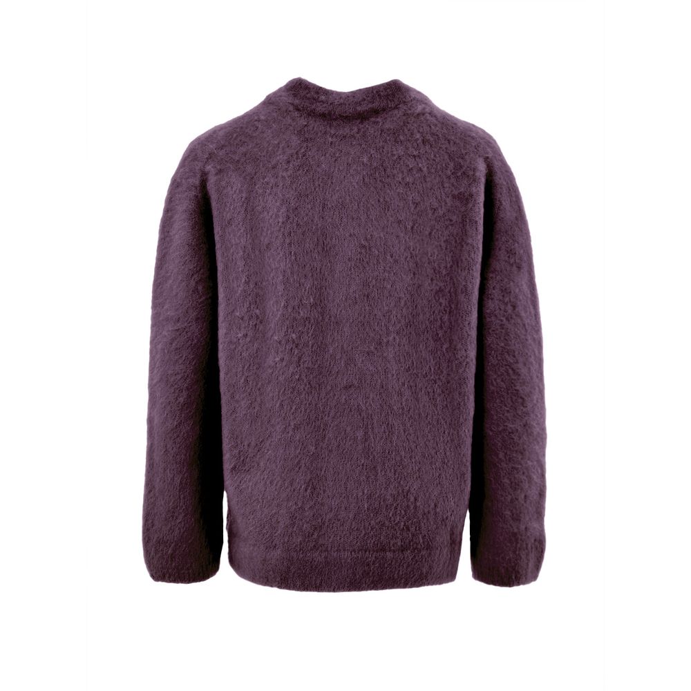 Cardigan by Gran Sasso for women in virgin alpaca wool bordeaux showcases a luxurious silhouette, meticulously detailed with a sophisticated mandarin neckline and for a refined finish.