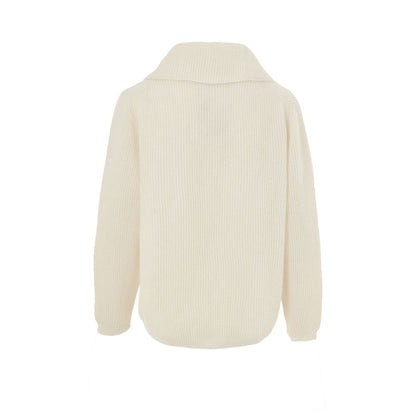 Sweater by Gran Sasso for women in cashmere & polyamide white showcases a sumptuous silhouette, artfully finished with a sumptuous and for a sophisticated, sumptuous look.