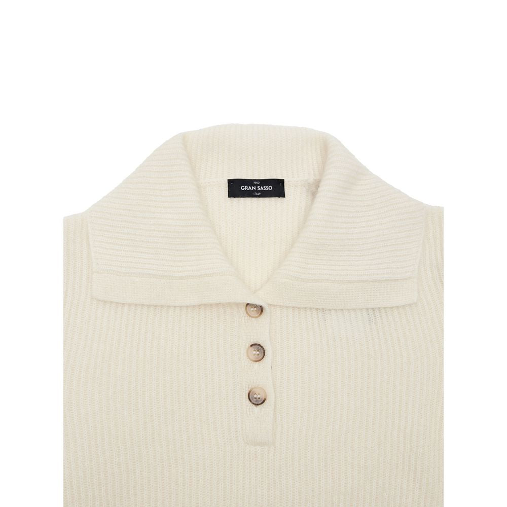 Sweater by Gran Sasso for women in cashmere & polyamide white features an polished silhouette, showcasing refined and a sophisticated for a truly polished finish.